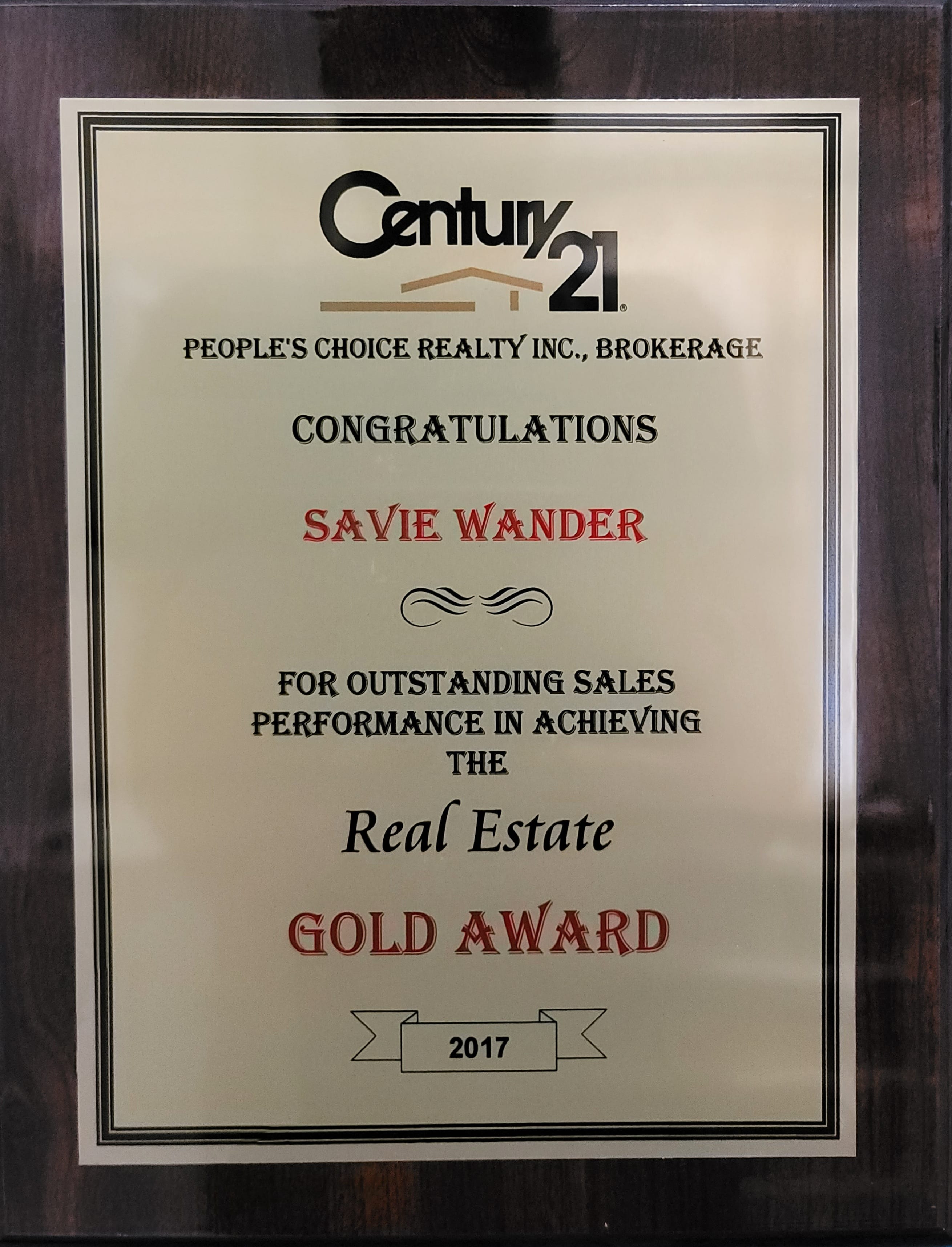 Real Estate Gold Award, 2017
