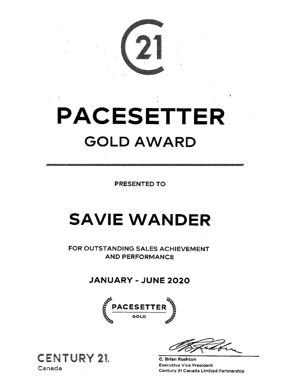 Pacesetter Gold Award, January–June 2020