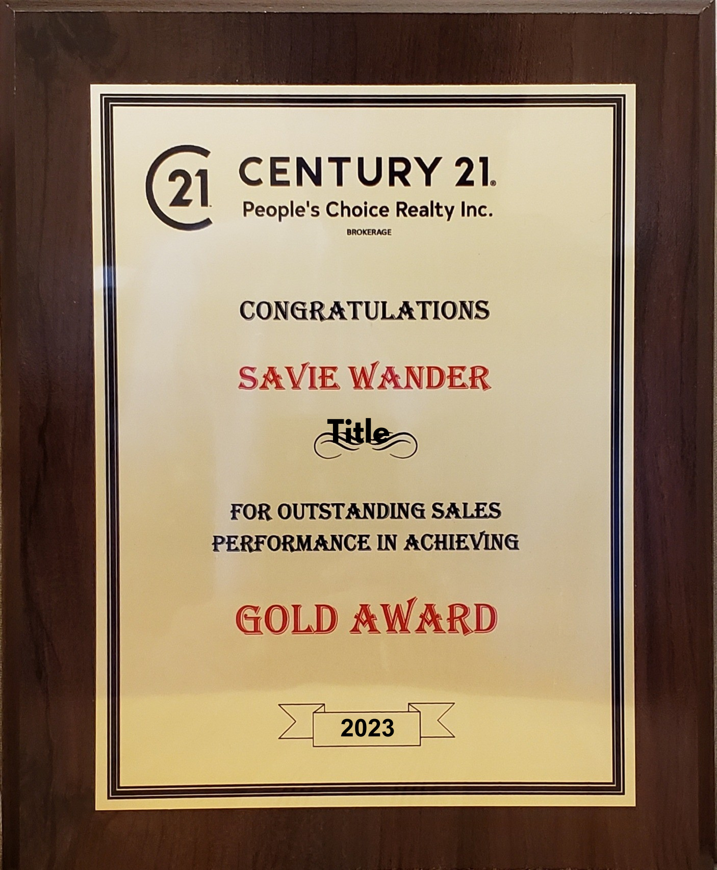 Gold Sales Performance Award